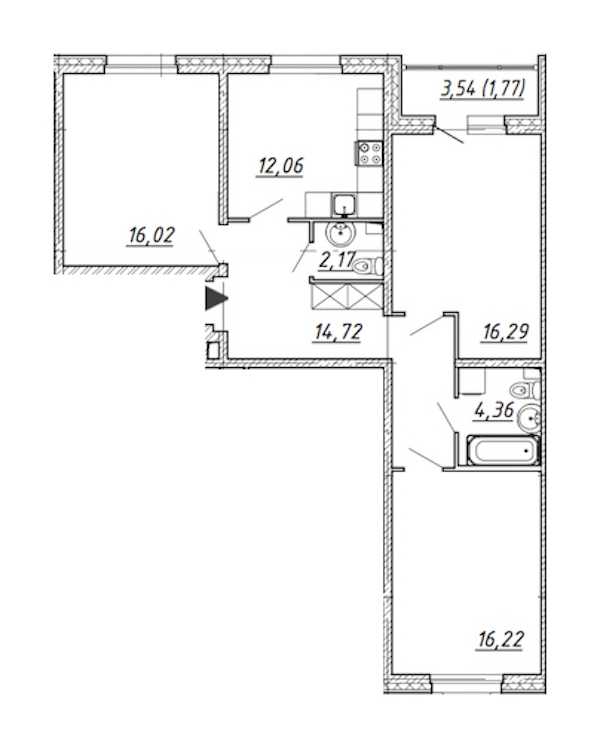 Трехкомнатная квартира в Красная стрела: площадь 82.6 м2 , этаж: 1 – купить в Санкт-Петербурге